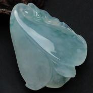 糯冰种飘花缅甸翡翠玉兰花挂件