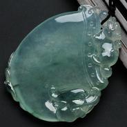 冰种飘花缅甸翡翠龙行如意挂件