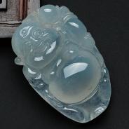 冰种缅甸翡翠逍遥佛挂件