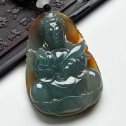 冰种晴水黄翡缅甸翡翠观音挂件