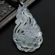 冰种缅甸翡翠富贵花开挂件