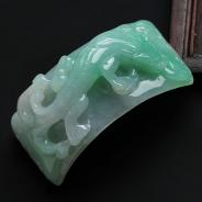 糯冰种豆色缅甸翡翠螭龙手环片/挂件
