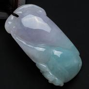 糯冰种春带彩缅甸翡翠福禄寿挂件