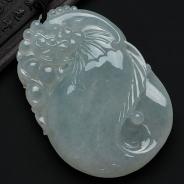 糯冰种晴水缅甸翡翠鱼龙挂件