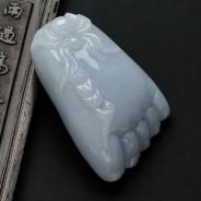 细糯种淡紫罗兰缅甸翡翠知足常乐挂件