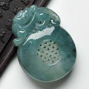 糯冰种晴水飘花缅甸翡翠聚宝盆挂件