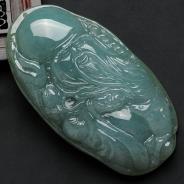 feicui糯冰种晴水缅甸翡翠寿星挂件