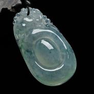 冰种飘花缅甸翡翠福在眼前挂件