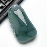 冰种飘花缅甸翡翠福瓜挂件