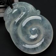 冰种淡晴水缅甸翡翠万福无疆挂件