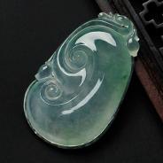 冰种晴水缅甸翡翠如意挂件
