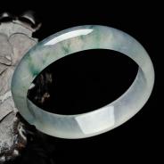 冰种淡紫罗兰飘花缅甸翡翠贵妃镯（54.5mm-48mm）