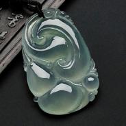 冰种晴水缅甸翡翠如意寿挂件