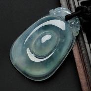 冰种飘花缅甸翡翠福在眼前挂件