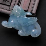 冰种蓝晴水缅甸翡翠貔貅挂件