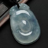 冰种飘花缅甸翡翠福在眼前挂件