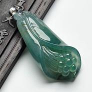 冰种晴水缅甸翡翠玉兰花挂件