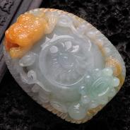 糯冰种晴水黄翡缅甸翡翠聚宝盆挂件