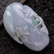 糯冰种紫罗兰飘翠缅甸翡翠福瓜手玩件