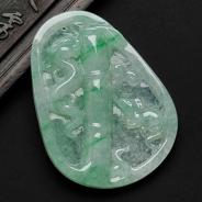 冰种翠色缅甸翡翠节节高挂件
