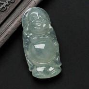 冰种晴水缅甸翡翠站佛挂件