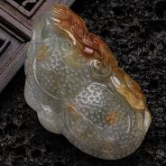 糯冰种红黄翡缅甸翡翠生意兴隆挂件