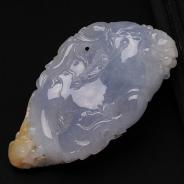 糯冰种紫罗兰黄翡缅甸翡翠人生如意挂件