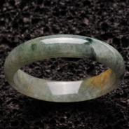 糯冰种黄翡飘花缅甸翡翠手镯（57mm）