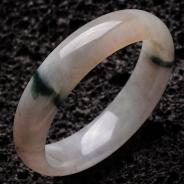 糯冰种淡紫罗兰飘花缅甸翡翠手镯（57.4mm）