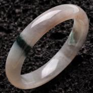 糯冰种淡紫罗兰飘花缅甸翡翠手镯（57.6mm）