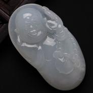 糯冰种淡晴水缅甸翡翠玉佛挂件