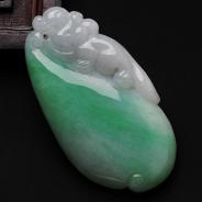 糯冰种豆色缅甸翡翠福瓜挂件