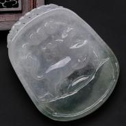 糯冰种晴水缅甸翡翠马牌挂件