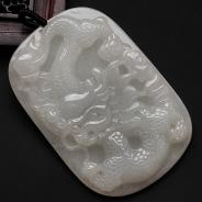 糯冰种淡晴水缅甸翡翠龙牌挂件