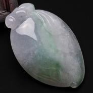 糯冰种飘绿花缅甸翡翠福瓜挂件