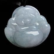糯冰种晴水略飘花缅甸翡翠玉佛挂件