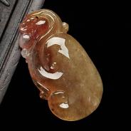 糯冰种黄翡缅甸翡翠如意挂件
