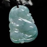 糯冰种飘花缅甸翡翠龙行如意挂件