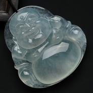 冰种晴水缅甸翡翠玉佛挂件