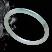 糯冰种飘花缅甸翡翠细圆条手镯（58.4mm）