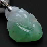 冰种翠色缅甸翡翠如意挂件