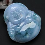 糯冰种紫罗兰飘花缅甸翡翠玉佛挂件