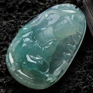 冰种晴水飘花缅甸翡翠观音挂件
