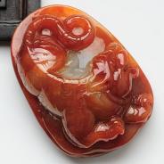 feicui糯冰种红翡缅甸翡翠虎虎生威挂件