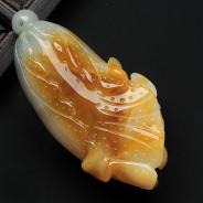 糯冰种褐黄翡缅甸翡翠白菜挂件