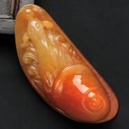 糯冰种红黄翡缅甸翡翠脚踏实地挂件