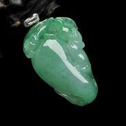 糯冰种苹果绿缅甸翡翠福瓜挂件