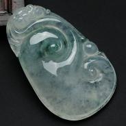 冰种飘花缅甸翡翠如意挂件