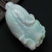 细糯种飘花缅甸翡翠白菜手玩件