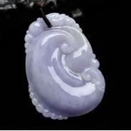 糯冰种紫罗兰缅甸翡翠如意寿挂件